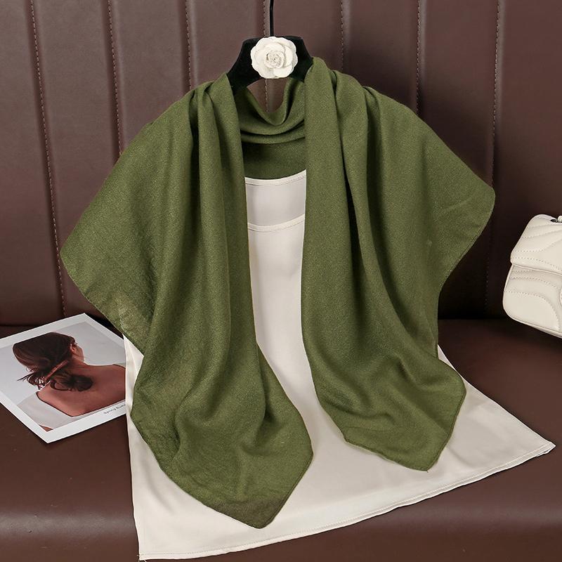 90*90Cm Thin Soft Square Scarves For Women Simplicity Solid Color Cotton Linen Headscarf Muslim Female'S Hijabs Bag Accessories