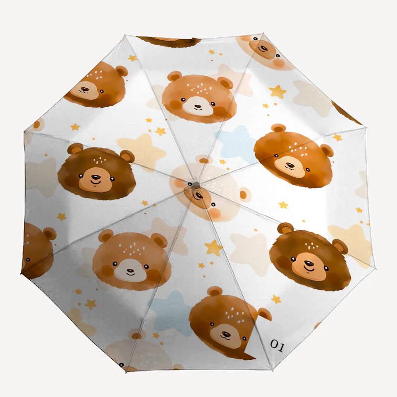 1pc Cute Bear Pattern Umbrella with Plastic Handle,Suitable for All Seasons UmbrellaPT576