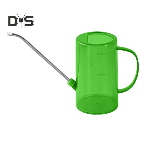 

Лейка 1,5 л из нержавеющей стали с длинным носиком, прозрачный ручной распылитель для офиса, сада, комнатных и уличных растений зелёный