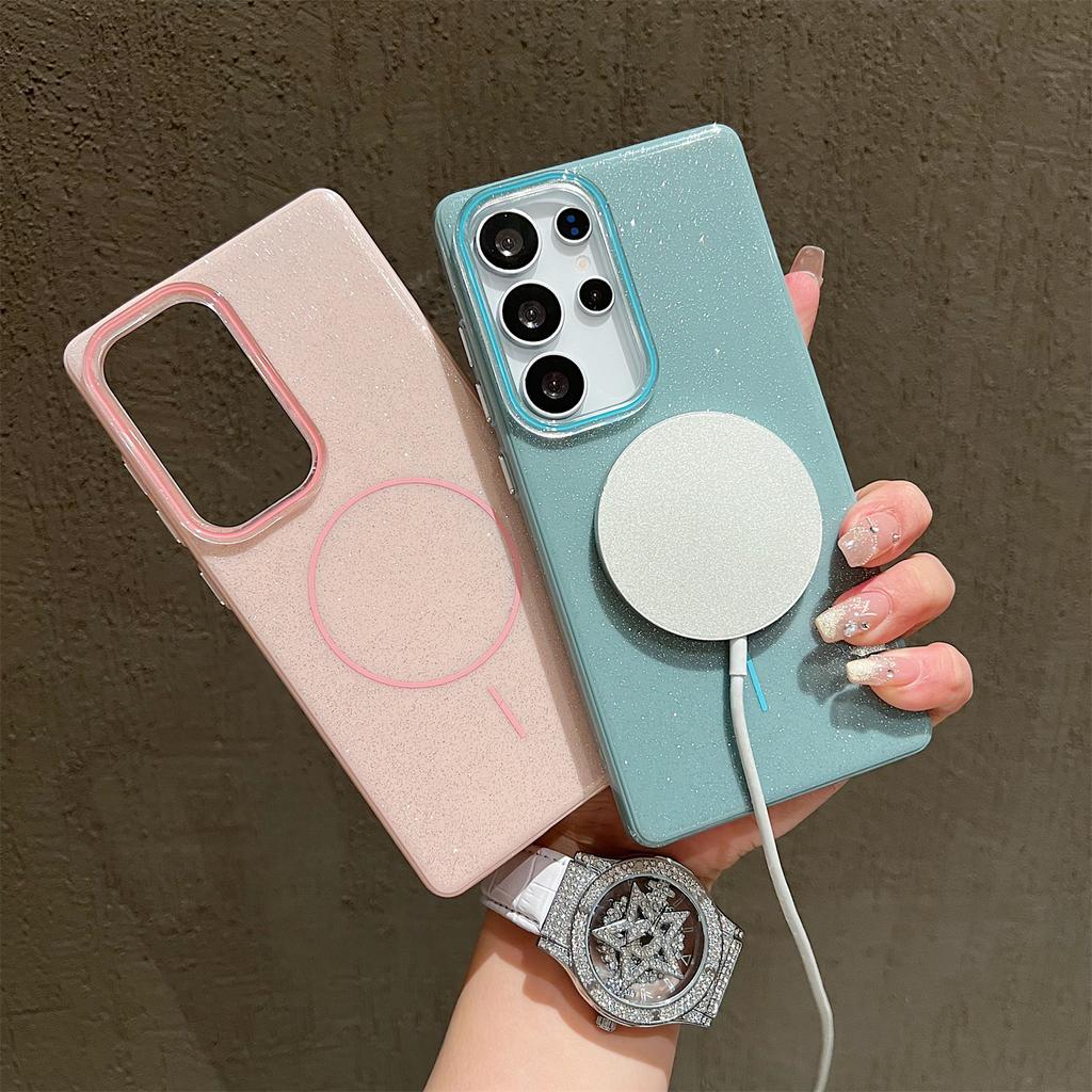 For Samsung Galaxy S25 Ultra Case Compatible with MagSafe Glitter Design IMD TPU+PC Phone Back Cover