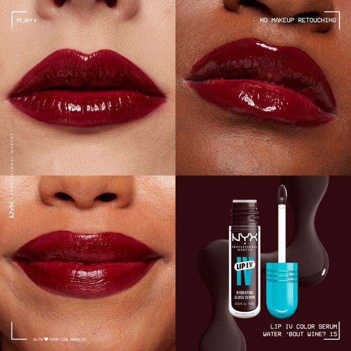 NYX Professional Makeup, Lip IV, Gloss, Jusqu'à 12h D'hydratation, Hautement Pigmenté, Fini Brillant, Water 'Bout Wine?