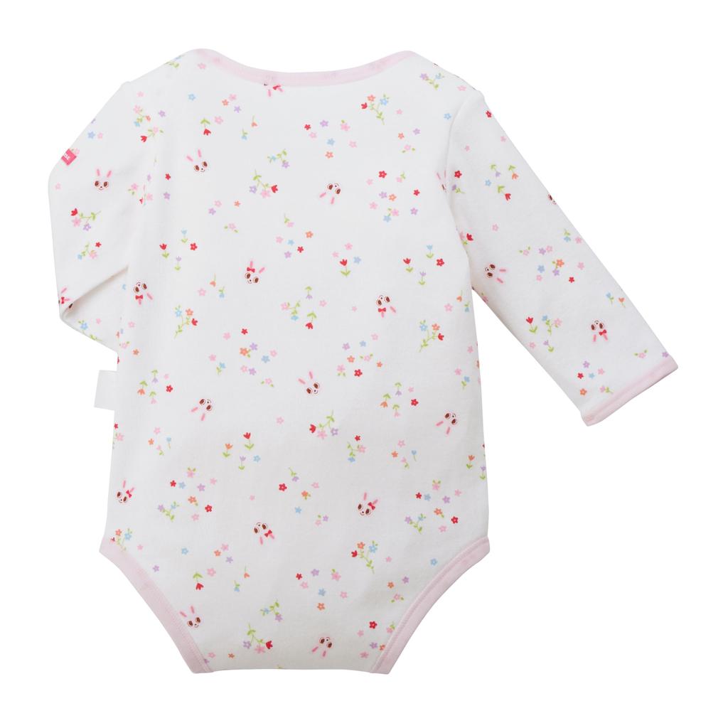 MIKI HOUSE Long Sleeve Baby Undershirt, All-Over Print, 100% Cotton, Made In Japan, for Boys and Girls, Newborns, 70cm, Pink, Size 40-1525-140
