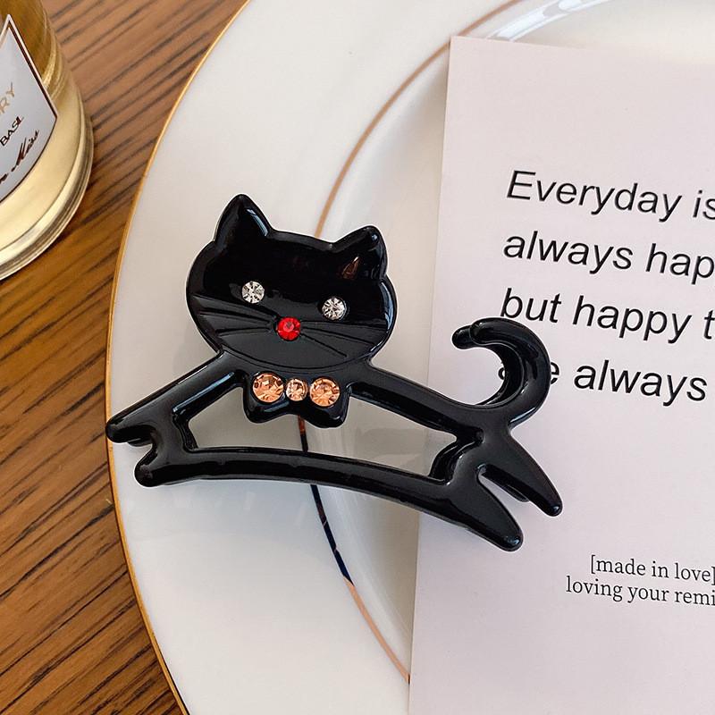 Charmante Haarspange mit Katzenmotiv aus Acetat, modisches Cartoon-Design für Damen