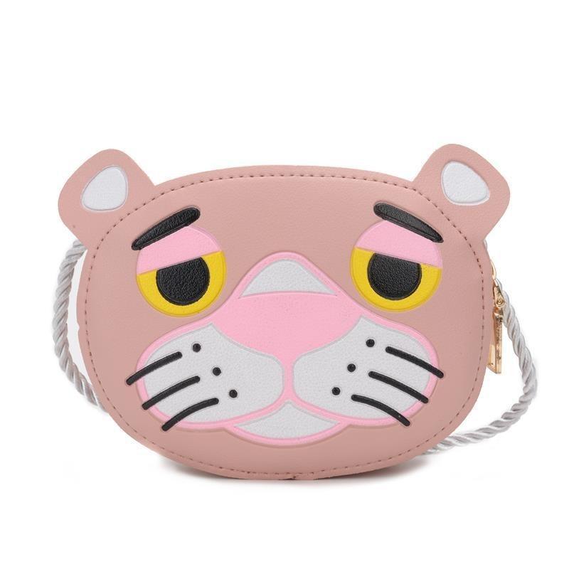 Adorable Cartoon Mini Shoulder Bag For Toddlers Cute Animal Print Pu Leather