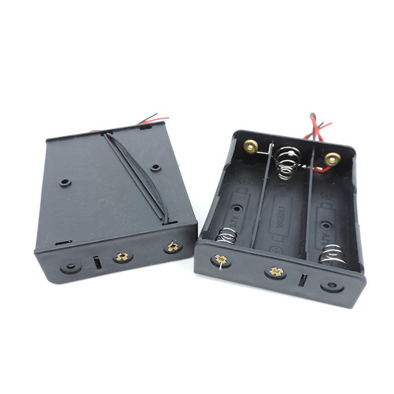 18650 Battery Storage Box Case DIY 1/2/3/4 Slot Way DIY Batteries Clip Holder Black Plastic Container with Wire Lead 2Pin Q1