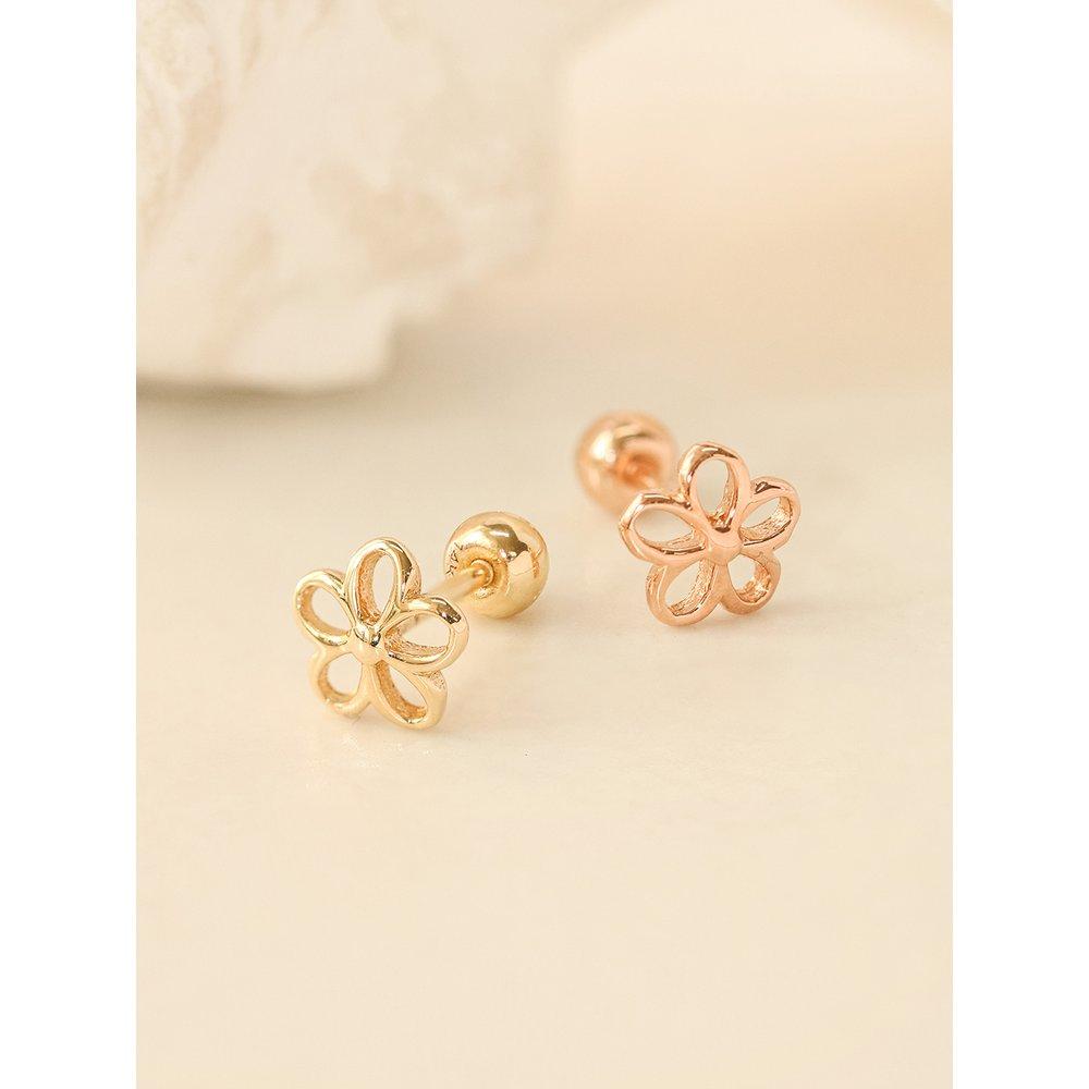 14K Point Five-Petal Piercing Earrings