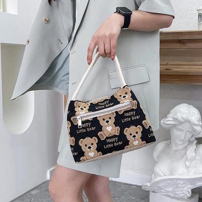 Cartoon Bear Lunch Bags For Women Large Capacity Tote Picnic Drink Lunchbox Bag Portable Outdoor Office Food Bags