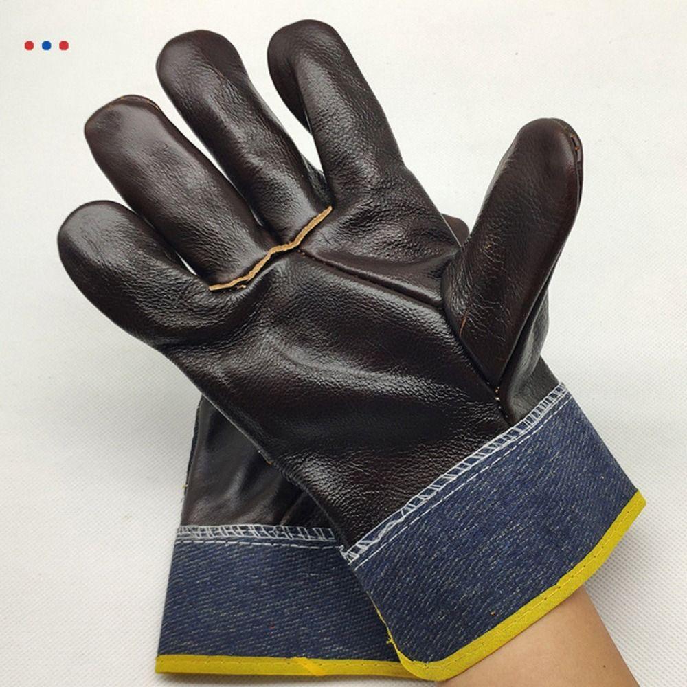 1 Pair Labor Protection Leather  Work Gloves Thickened Welder Gloves  Driving  Farm Garden Welding