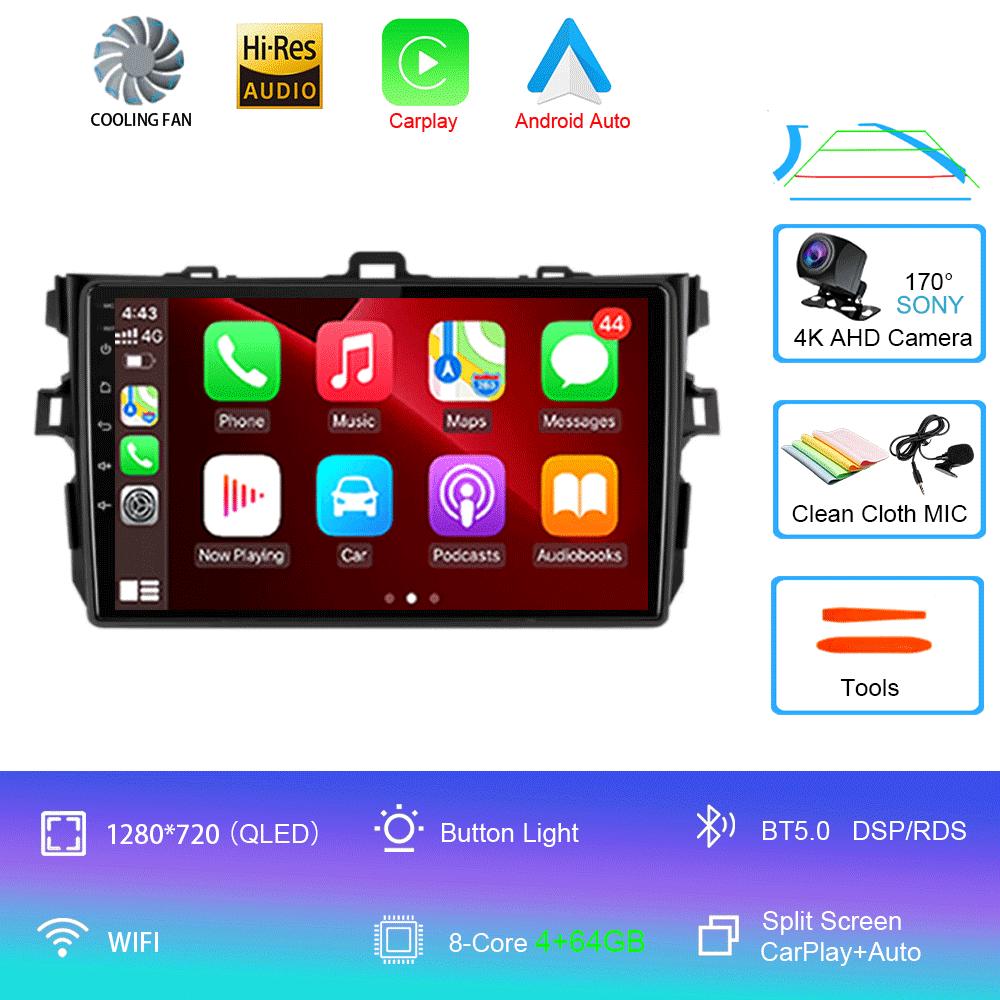 Car Radio Android 14 Carplay 2din For Toyota Corolla E140/150 2007 - 2013 4G GPS Multimedia Video Player Stereo WIFI+4G
