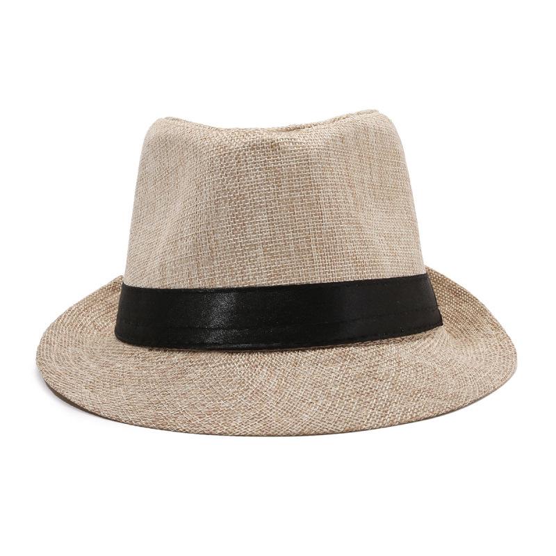 Men's Cotton Linen Fedora: Breathable Sun Protection Hat for Outdoor Activities