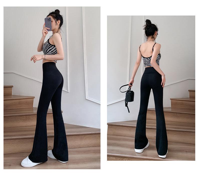 Women's High Waist Black Micro Flare Slimming Pants