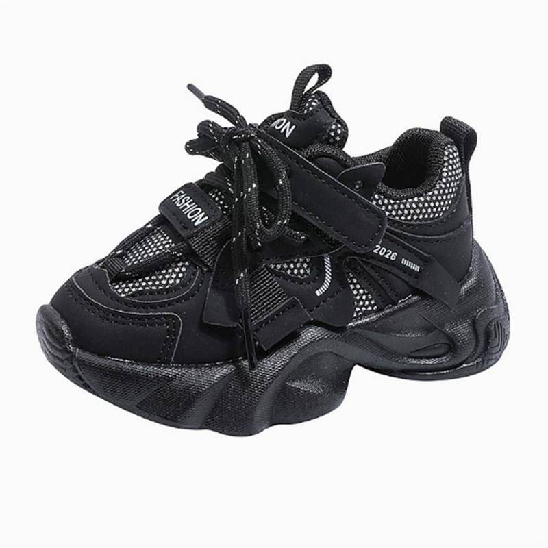 

New Spring Children Shoes Mesh Breathable Kids Sport Shoes Soft Sole Non-slip Fashion Toddler Boys Girls Sneakers EU 21-30 25 чорний