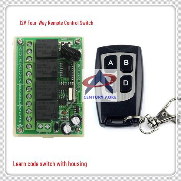 12V Wireless 4-Channel Receiver Switch for Garage Door & Motor Control Dual Remote Switch