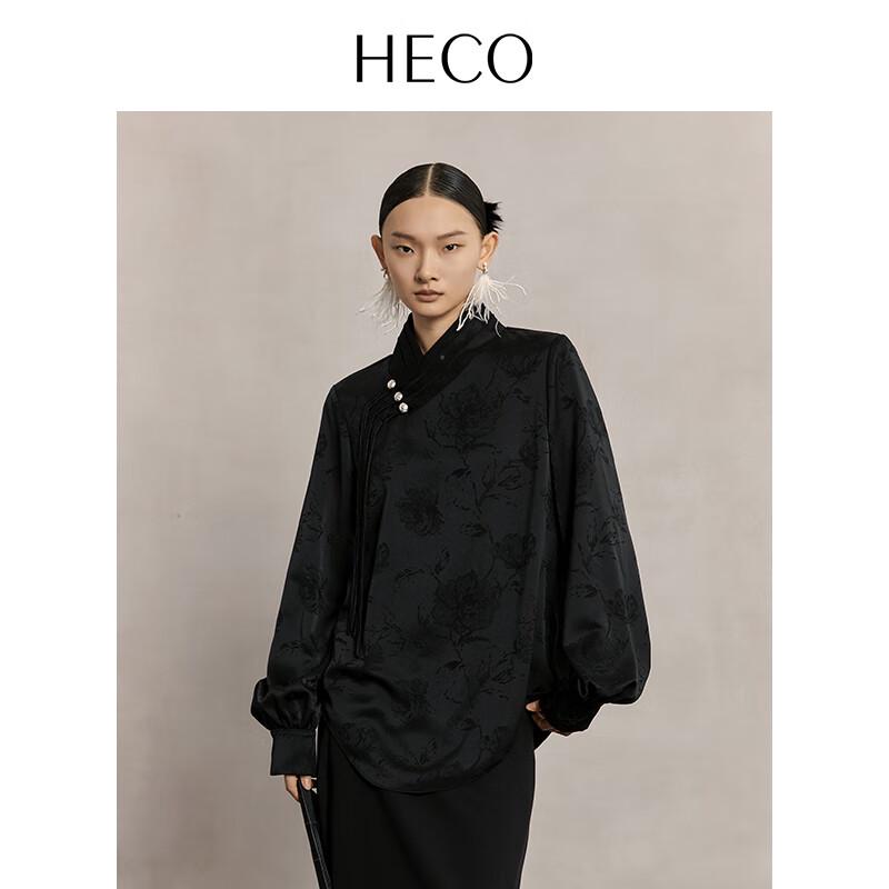 HECO New Chinese Style Jacquard Disc-Button Loose Shirt S