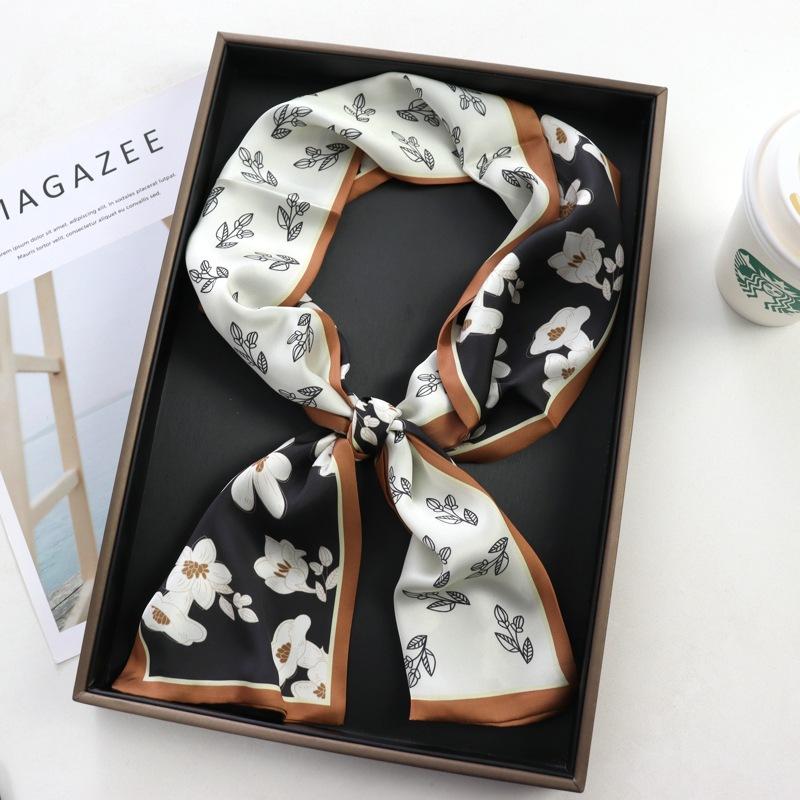 Hair Print Summer Long Silk Feeling Scarf For Women Fashion Neck Tie Hand Bag Foulard Wrist Luxury Kerchief Shawl Wraps Hajib