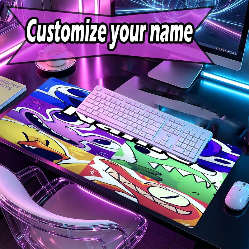 Custom Name Personalized Game Rainbow Friends Pattern Mousepad, Laptop PC Desk Mat, Decorative Desk Mat for Home Keyboard Pad Gift