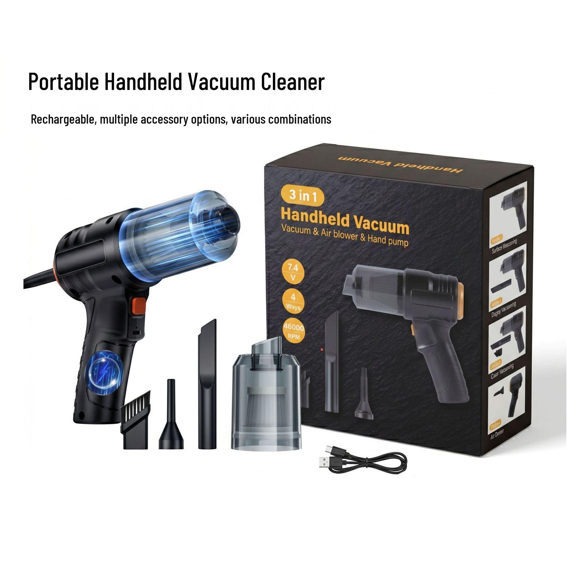 Portable High-Power Brushless Wireless Handheld Car Vacuum Cleaner, Rechargeable & Compact