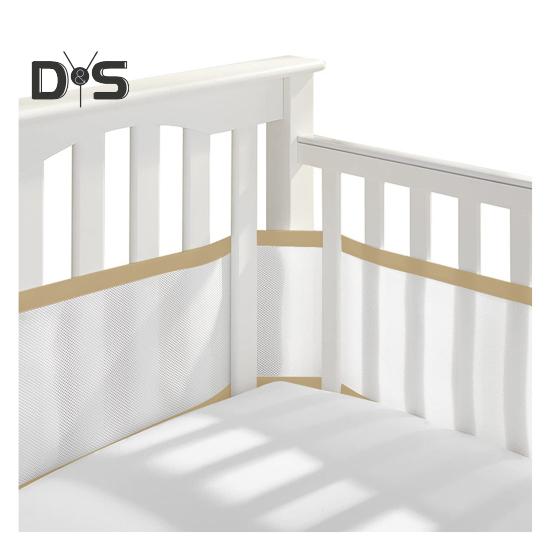 

Дышащая сетчатая подкладка для кроватки с двухсторонними ремнями. Сетчатый барьер для безопасности детской кроватки. Простая установка. Защита конечностей. Бампер для кроватки. B