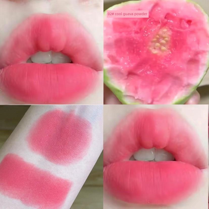 Soft Pink Sweet Guava Color Lipstick Lip Glaze, Non-Stick Matte Lip Mud, Olive Skin Tone, Brightening Effect, Korean Makeup for Girls