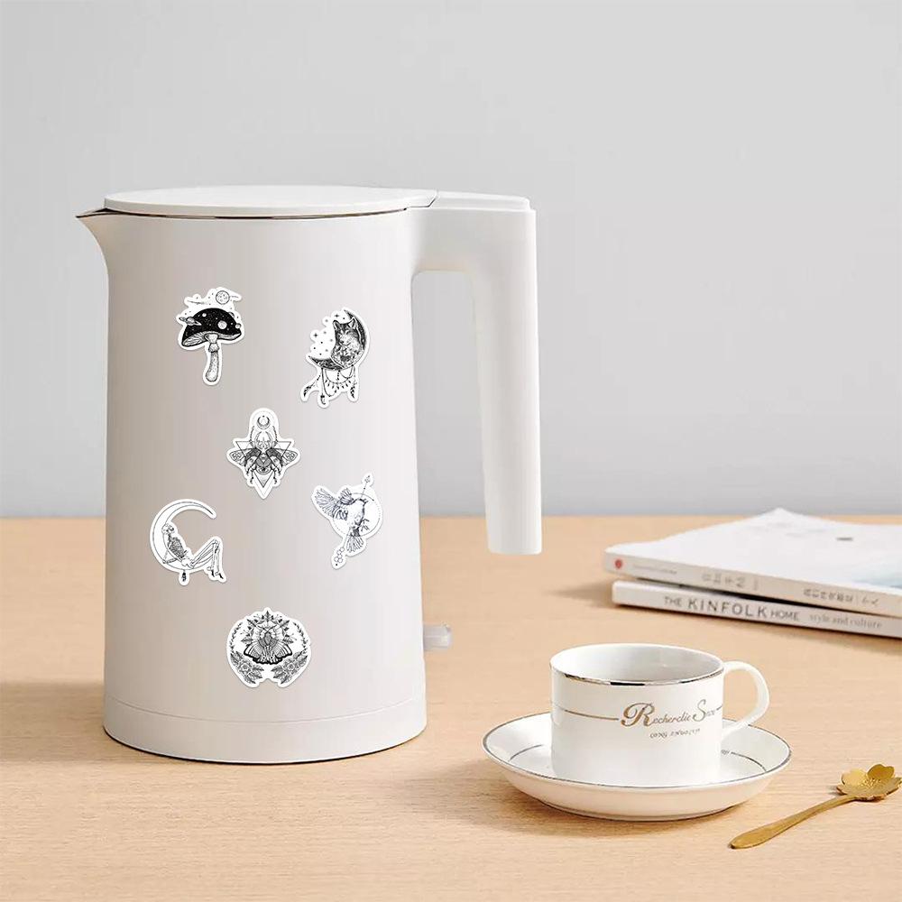 50 Black and White Gothic Style Graffiti Stickers Decorative Suitcase Pen Guitar Notebook Waterproof Hot Stamping