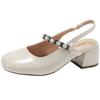South in the South White French thick heel heightened bag head sandals women's 2025 new summer with skirt cool slippers