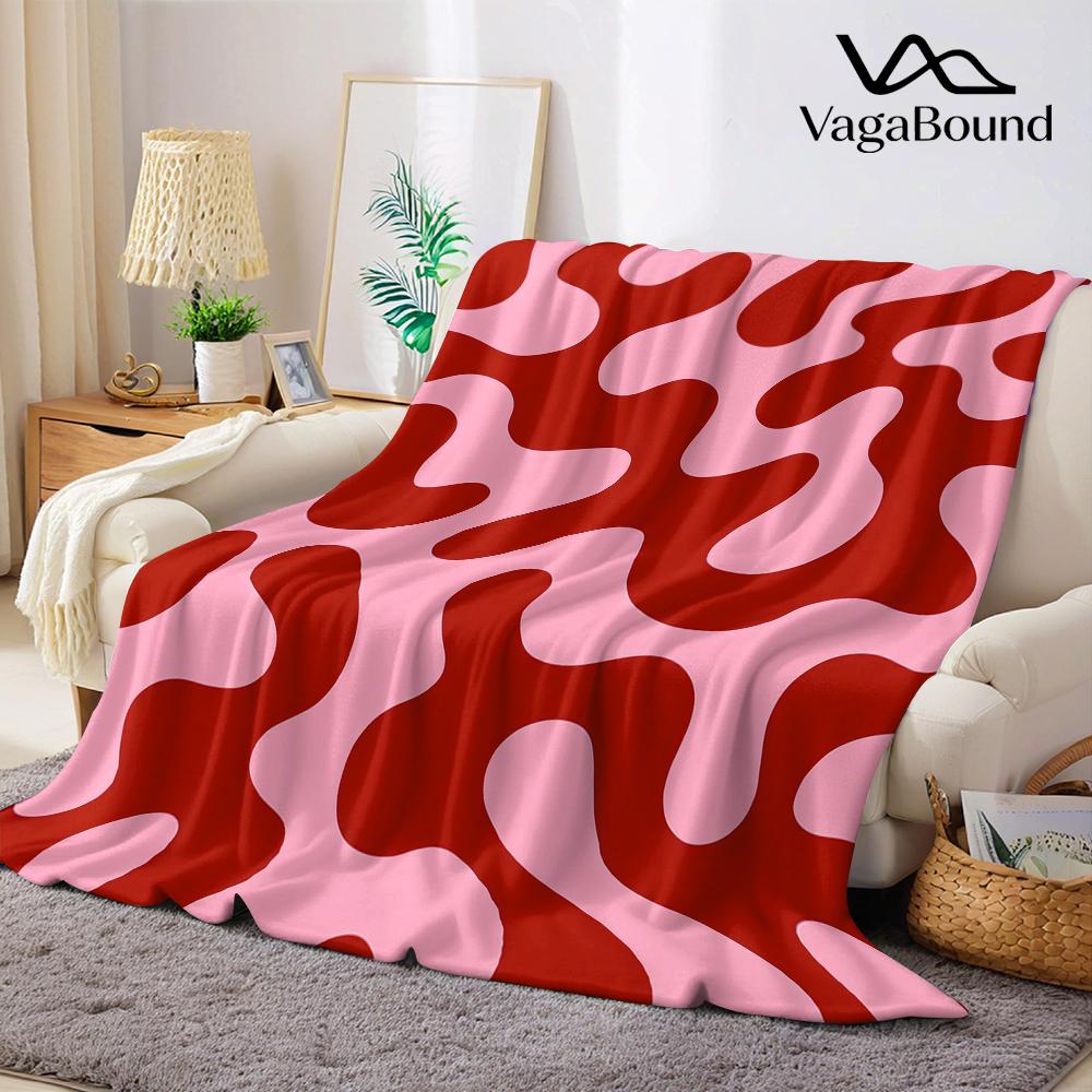 Artistic Red & Pink Fluid Flannel Blanket Warm Soft Halloween Christmas Couch Warm Cozy Decorative Decor Gift for All Season