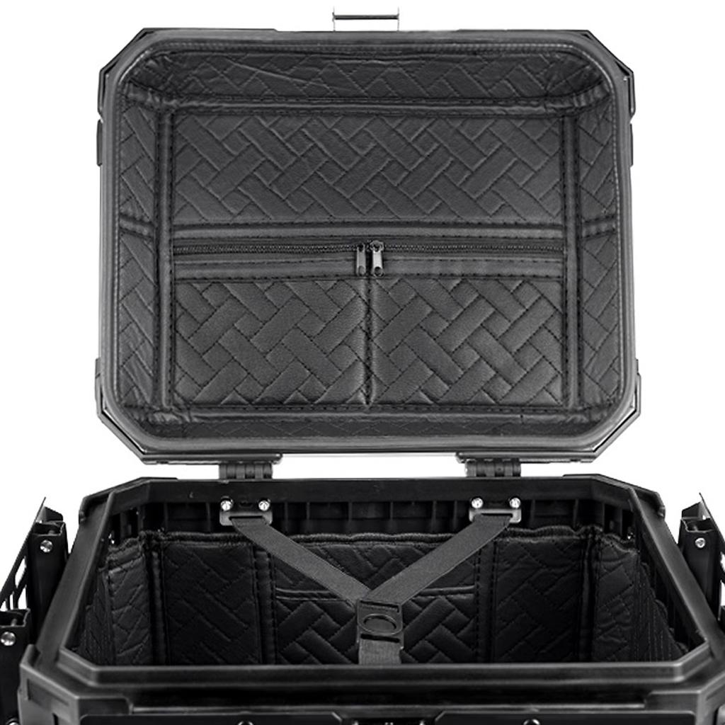 Motorcycle Tail Box, 45L Aluminum Alloy Motorcycle Luggage Trunk, Quick Release Foldable Rear Storage Cargo Case for
