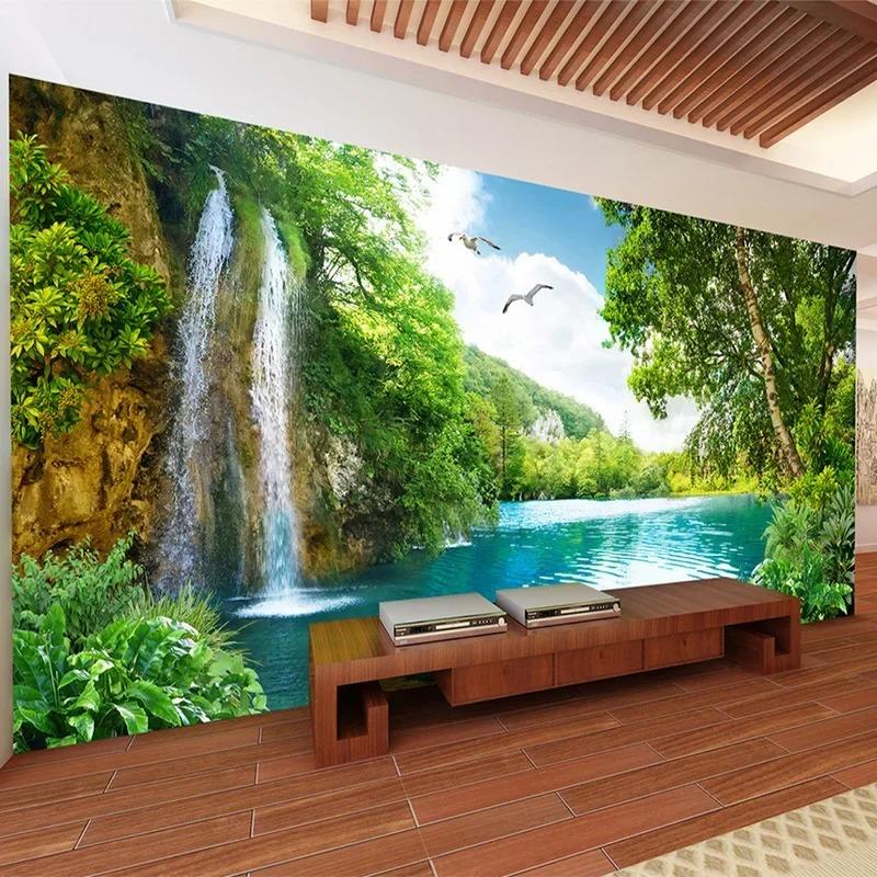 Waterfalls Landscape Photo Mural Wallpaper Living Room Tv Sofa Background Wall Paper For 3d Walls Home Decor