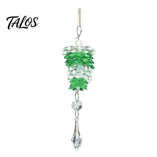 Elegant Hanging Xmas Tree Baubles Acrylic Pine Cone Pendant with Faux Crystal Drop, Christmas Winter Wonderland Party Supplies Ornaments, Transparent