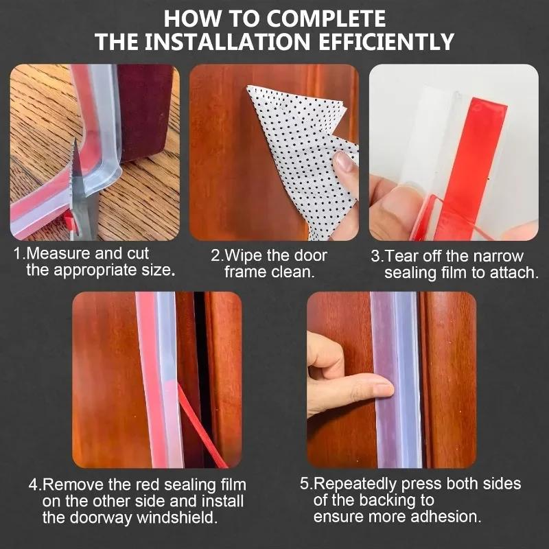 High quality silicone T-shaped windproof sealing strip, suitable for door and glass gaps - transparent,durable,and easy to stick