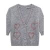 Fashion Style 2024 Spring New Arrival Women's Clothing Easiest for Match Jewelry Decoration Short Sleeve Knitting Cardigan 4331003