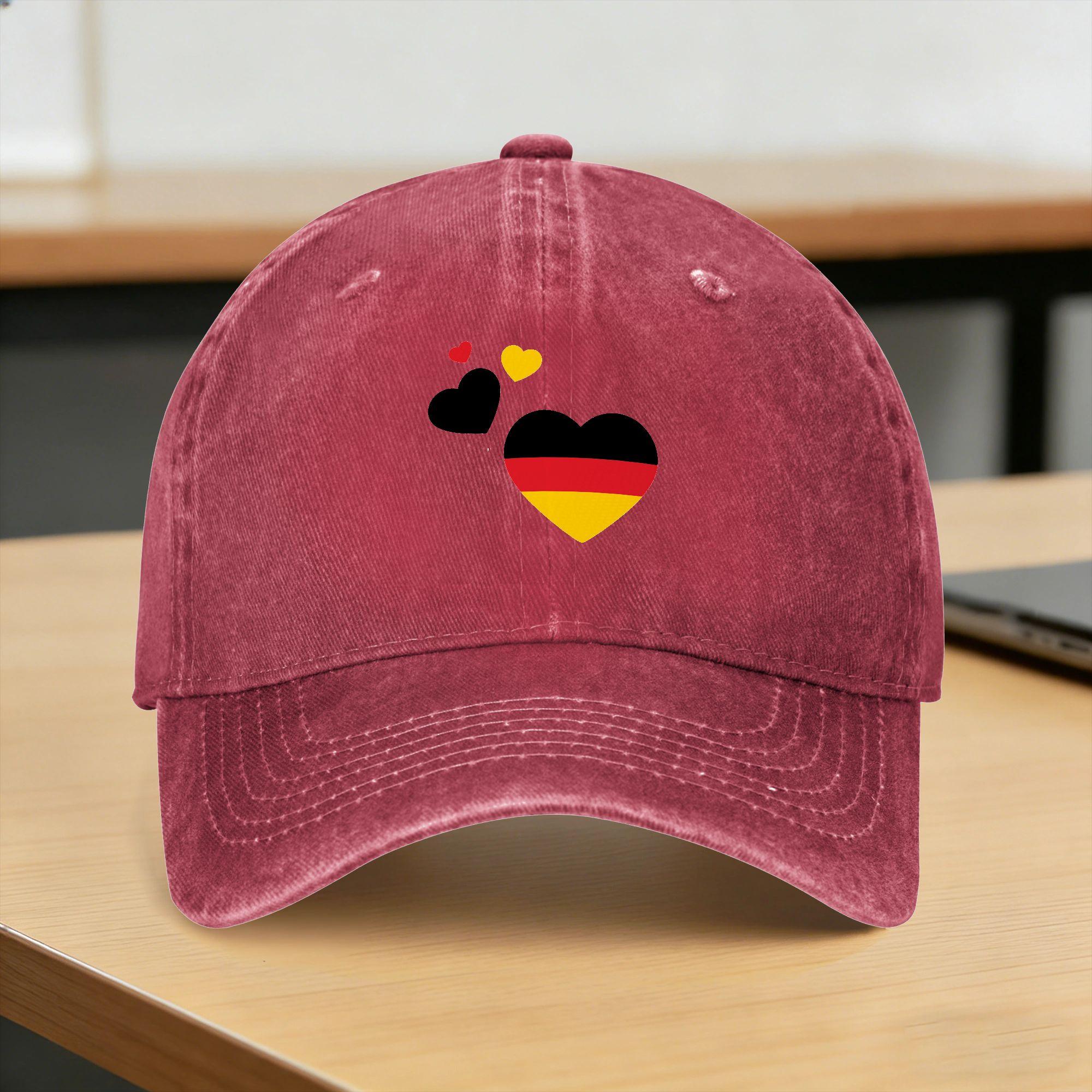 

GerUnisexy Deutschland GerUnisex Flag Heart Sun Baseball Cap Women Unisex Trucker Hat Summer Fitted Retro Outdoor Gym Wholesale Caps One Size