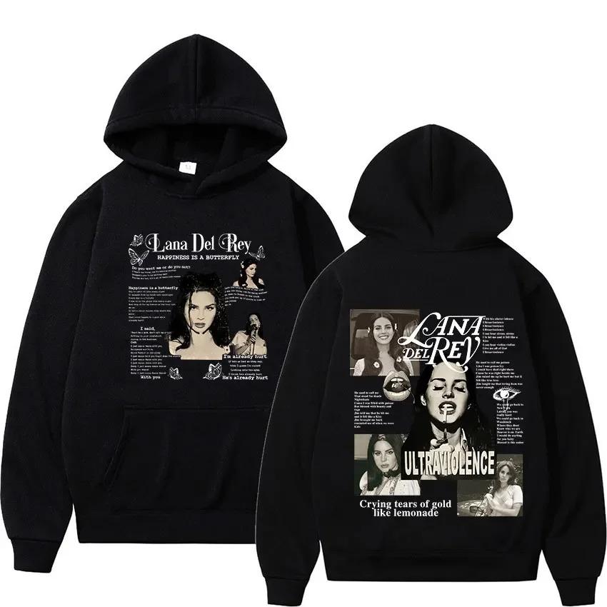 Felpa con cappuccio pullover retrò Singer Lana Del Rey Album musicale Felpa alla moda Uomo Donna Hip Hop Felpa con cappuccio Pile Streetwear