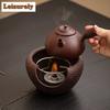 Brown Red Old Rock Mud Tea Warmer Holder Candle Heater Stove Household Kettle Stand Baked Milk Jar Carbon Furnace Cha Decoration
