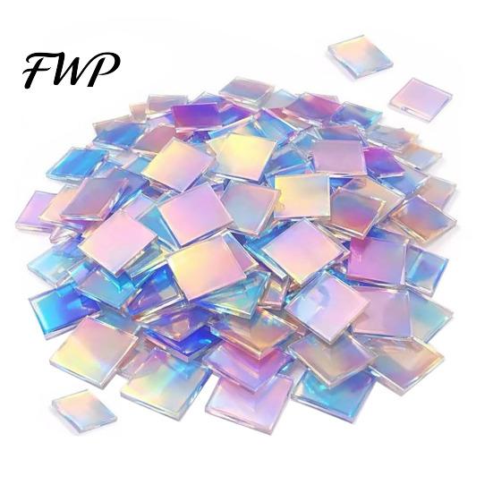 High Transparency Acrylic Squares Mini Iridescent Squares, Translucent Rainbow Pieces, 2cm 3cm Holographic Transparent Craft Tiles for DIY Crafts,