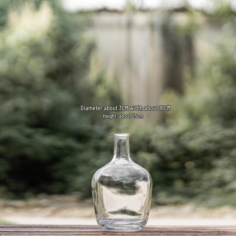 Большая прозрачная стеклянная ваза «Японская андромеда» - Дизайн с узким горлышком и широким туловом для декора гостиной