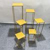 Gold Wrought Iron Wedding Aisle Markers: Square Flower Stand Decoration Ornaments