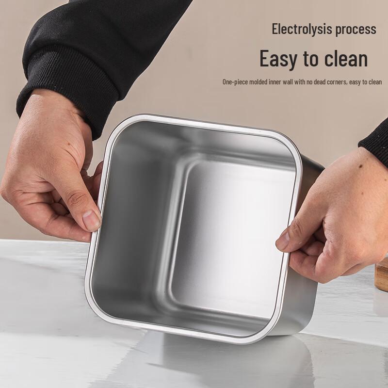 304 Stainless Steel Square Seasoning Bowl with Lid