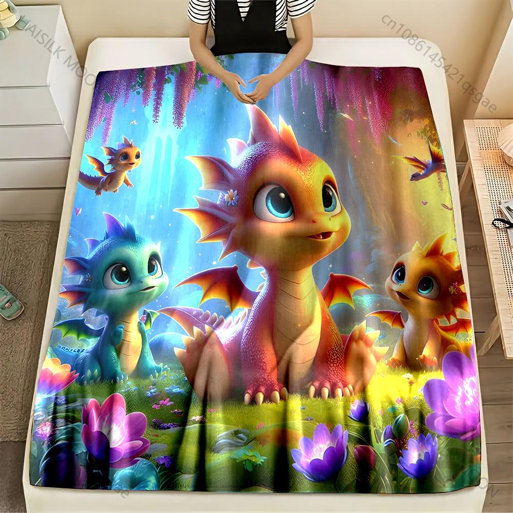 1PC Fairy Tale World Dragon Patterns Blanket Warm Soft for Sofa Bed Home Travel Camping Blanket All Seasons Luxury Gifts