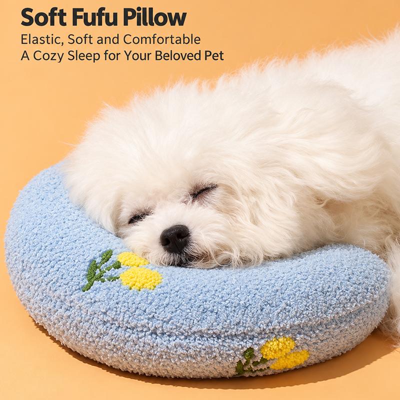 U-Shaped Pet Cat Sleep Pad Soft Plush Cervical Support Anti-Slip Pillow for Kittens Indoor Use