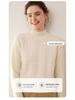 Women's Solid Color Twist Pattern Cashmere Sweater, Semi-high Neck, Loose Fit