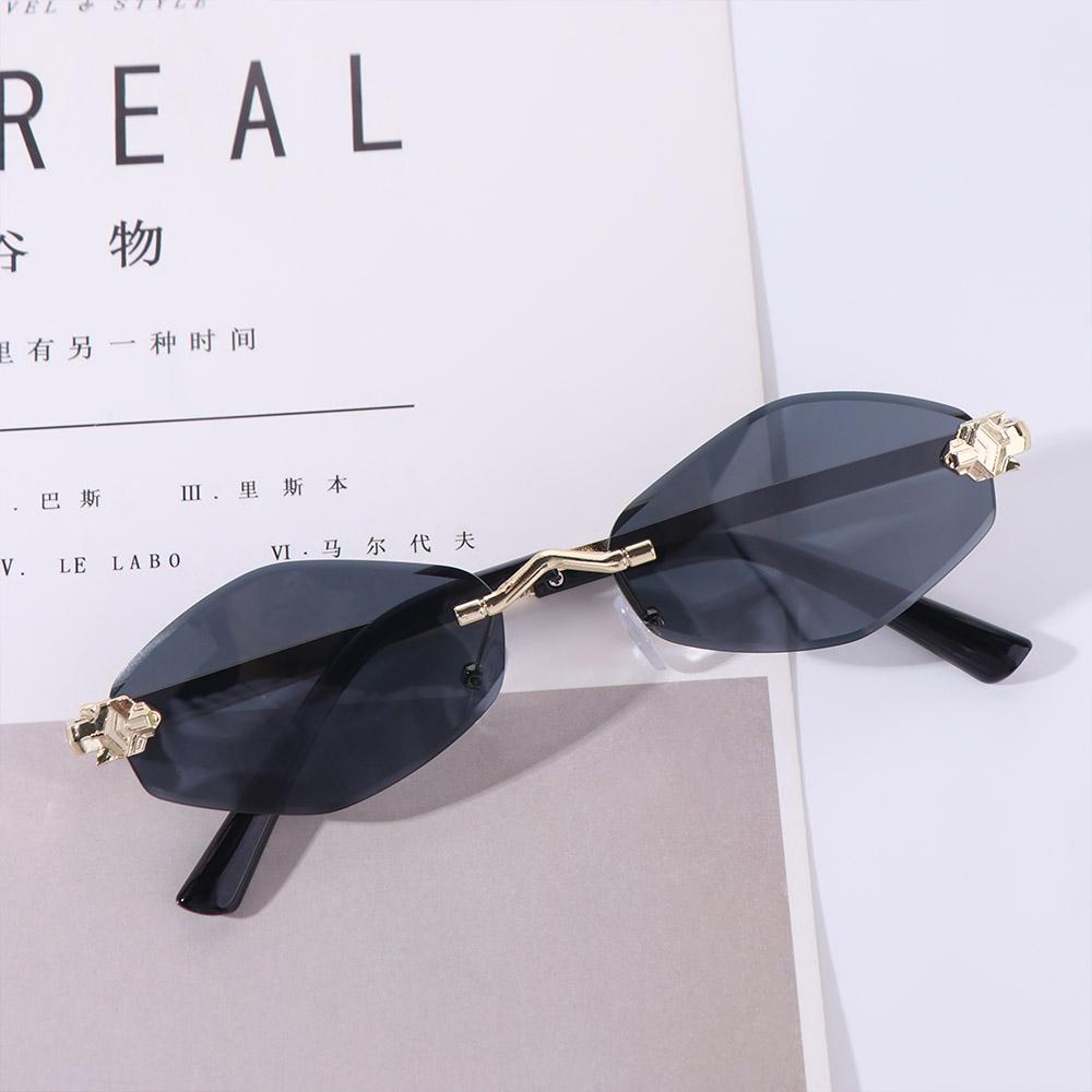 Frameless Polygonal Cycling Sunglasses UV400 UV Resistant Cycling Glass Rhombus Sunglasses  Holiday