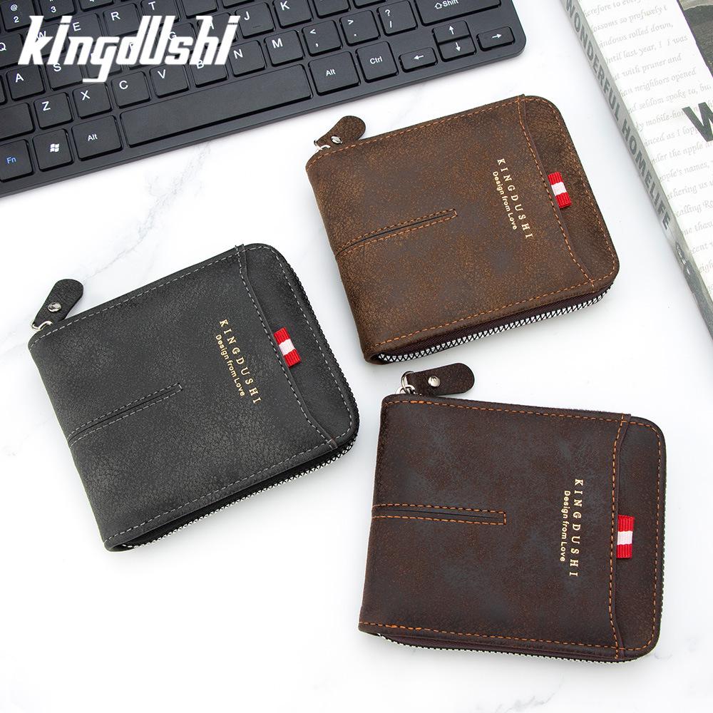 Men's Retro Zipper Tri-Fold Wallet with Coin Purse, Multi-Card Slots, and Chain Clip - Large Capacity