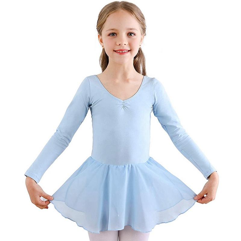 Kinder Tanzkostüm Mädchen Langarm Ballettrock Trainingsanzug