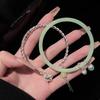 Retro Wind Clear Water Green Imitation Chalcedony Open Bracelet Jingle Bracelet Female Bell Sweet Ins Advanced Tassel Bracelet