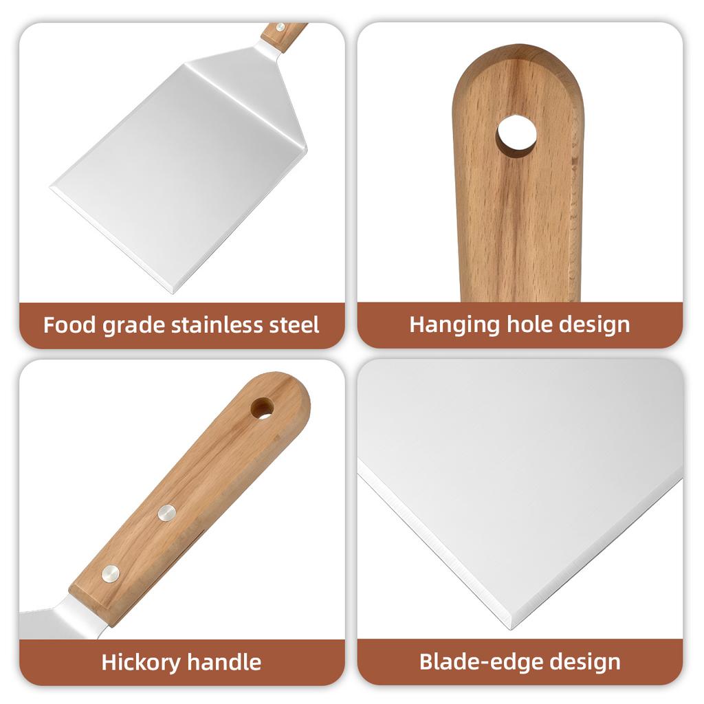 1pc Stainless Steel Spatula, Stainless Steel Cooking Spatula, BBQ Spatula, Teppanyaki Spatula, Steak Knife Spatula, Pizza Spatula
