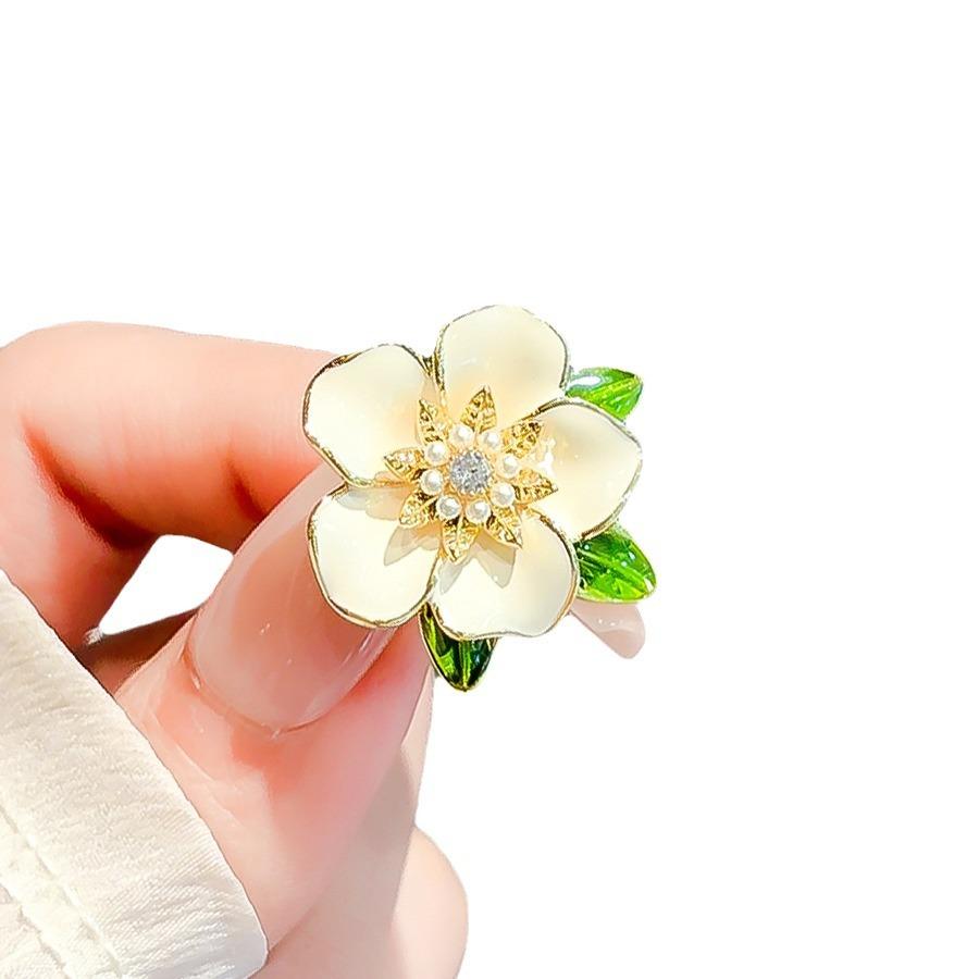 Gardenia Flower Anti-glare Brooch for Women High-end Pin Anti-glare Clasp High-end Clothing Corsage