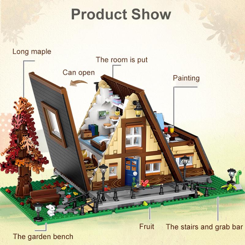 1037pcs LOZ City Mini Town Wooden Villa Building Blocks DIY Friends House MOC Architecture Bricks Toys for Children Gift