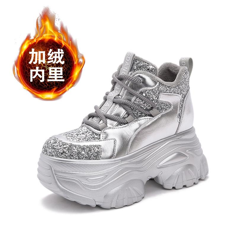 

Platform-soled dad shoes women s 2025 autumn new 10cm inner height-increasing women s shoes velvet warm versatile muffin casual shoes 39