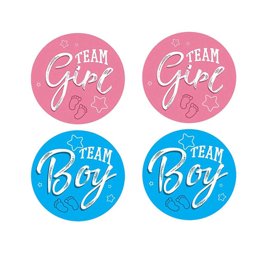50-500Pcs Per Roll Team Boy Team Girl Gender Reveal Pink Blue Round Stickers Baby Shower Stickers Personalized Party Stickers